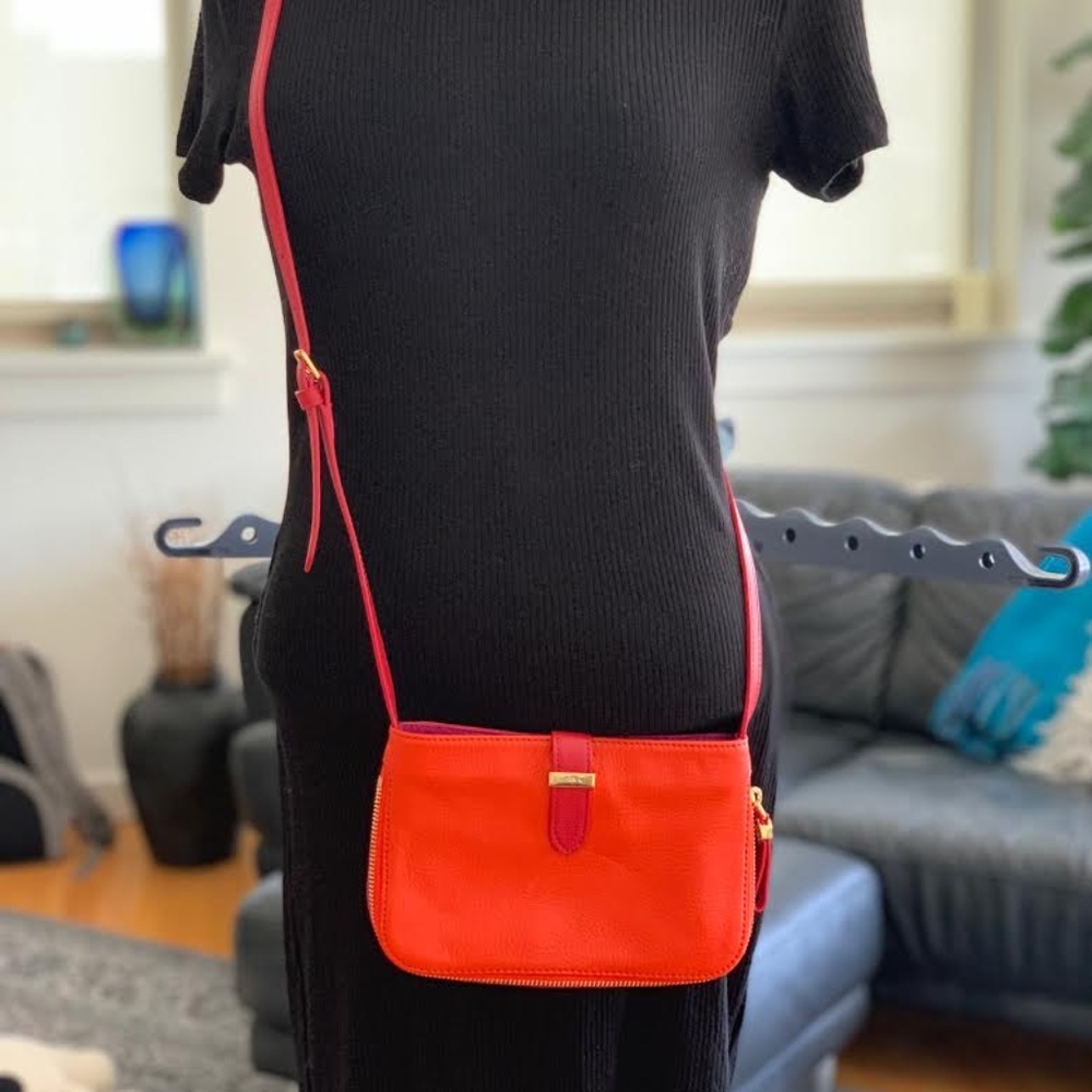 Tory Burch Leather Crossbody Bag Pink/Orange Purse